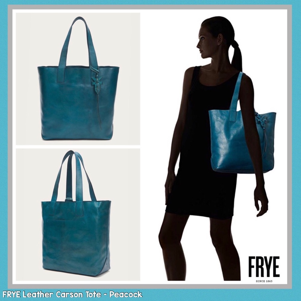 Frye Leather Carson Large Tote Peacock Blue Green - Picture 2 of 10